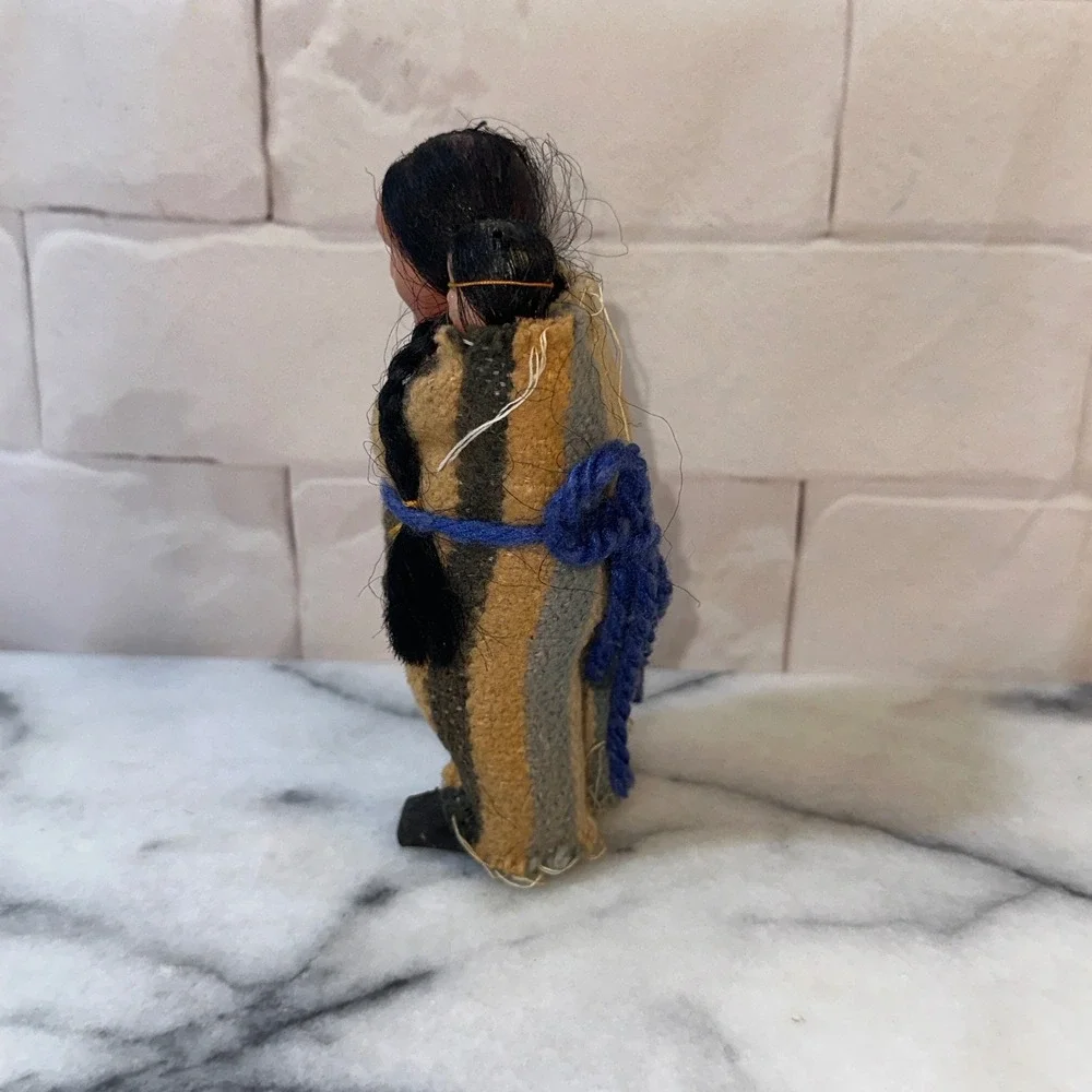 Vintage Native American Mother and Papoose Souvenir Doll Hand Painted Folk Art